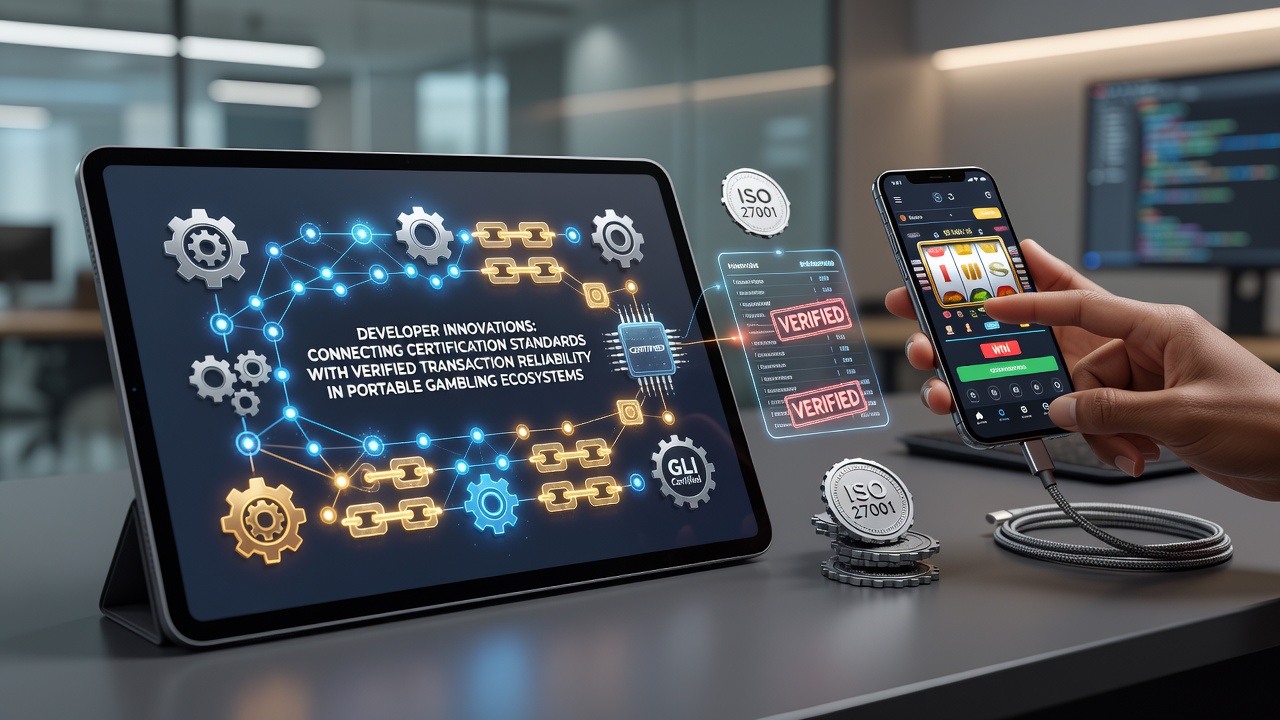 Illustration der Verbindung von Zertifizierungsstandards und Transaktionen in mobilen Casinos