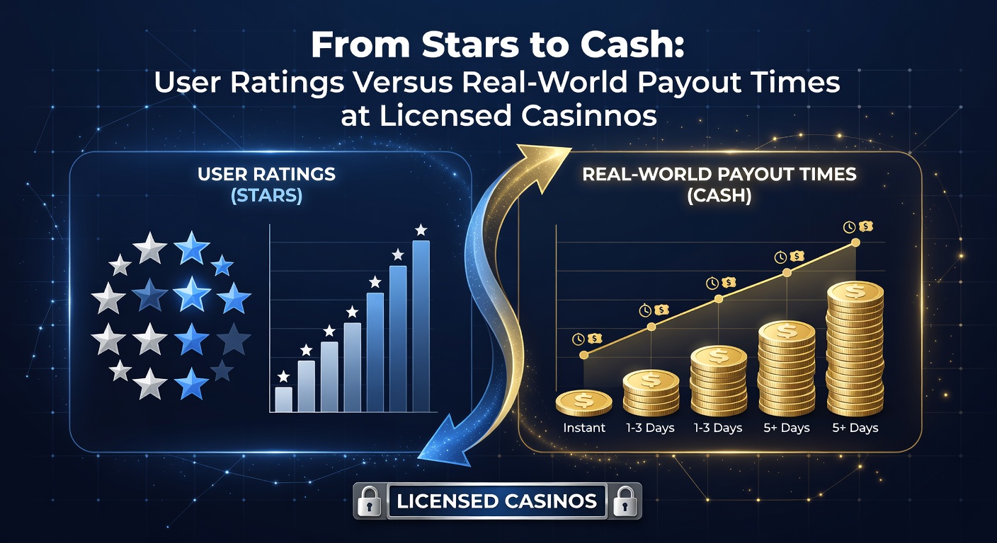 Grafik, die Sternebewertungen mit tatsächlichen Auszahlungszeiten in lizenzierten Casinos vergleicht, basierend auf Spielerdaten