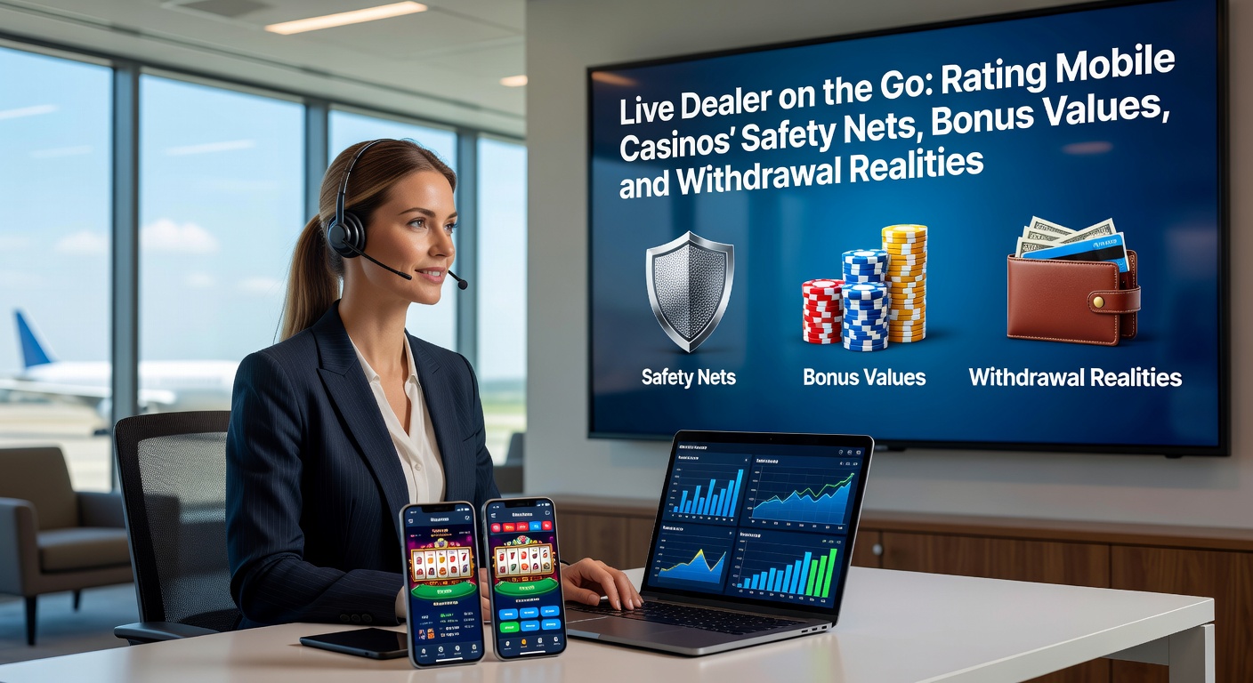 Smartphone mit Live-Dealer-Tischspiel in einem mobilen Casino, umgeben von Sicherheitsikonen und Bonus-Symbolen