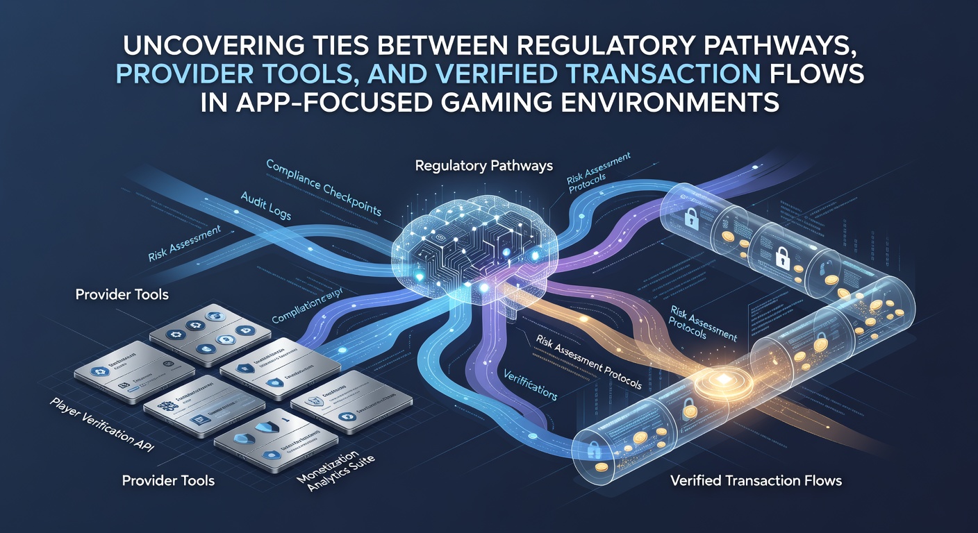 Darstellung regulatorischer Pfade und Transaktionsflüsse in mobilen Gaming-Apps mit verbundenen Elementen